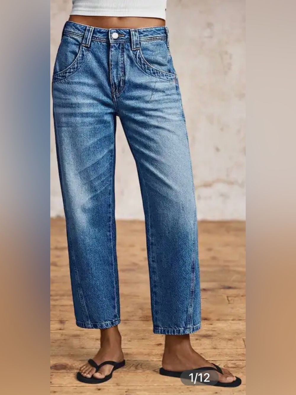 Flamingals Wash Seam Detail Mid Rise Straight Leg Crop Jeans